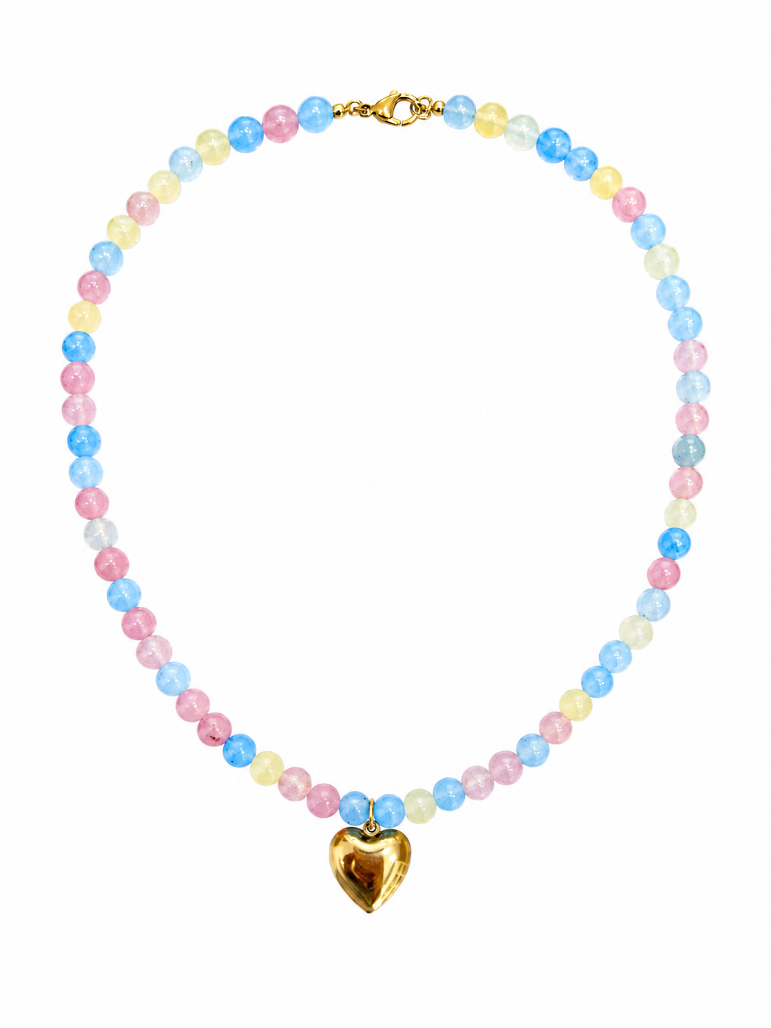 Collana perle pastello con cuore da incidere
