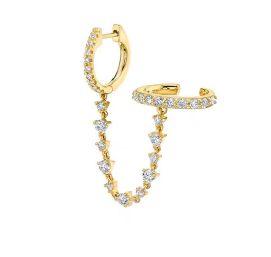Orecchino con earcuff zirconi