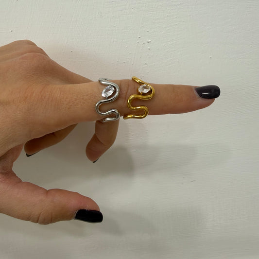 Anello onde con diamante