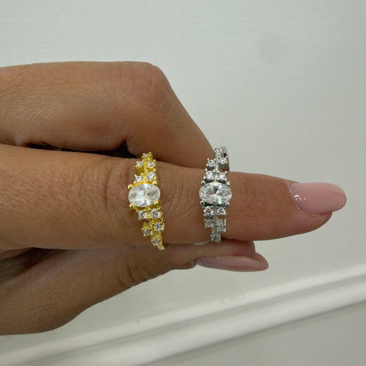 Anello punto luce con zirconi